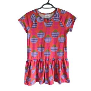 Hanna Andersson Vibrant Pink and‎ Purple Plant Patterned Dress Size 12 (150cm)